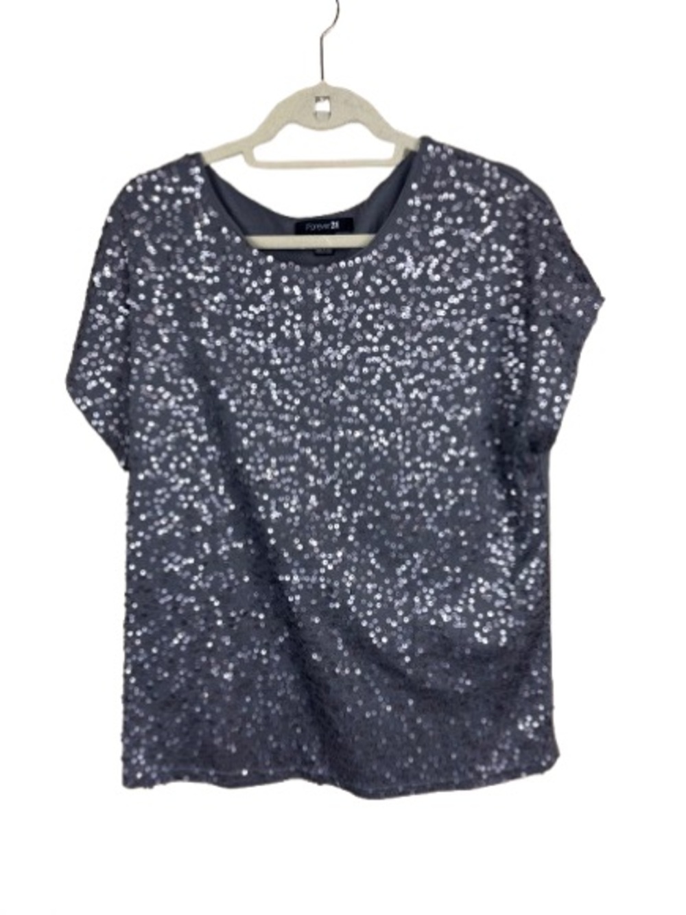 Forever 21 gray Sequin Short Sleeve Tee